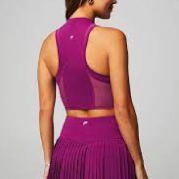 NWT!  Fabletics Half-Zip Heatwave Crop Mesh Tank - Picture 2 of 2